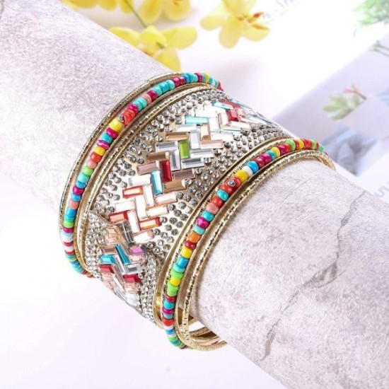 Bangle Stackable Bracelet Set For Women Layering Statement Bead Wrap Bangle Bohemian Indian Colorful Bracelet Fashion Bangle Stackable Bracelet Set For Women Layering Statement Bead Wrap Bangle Bohemian Indian Colorful Bracelet Fashion